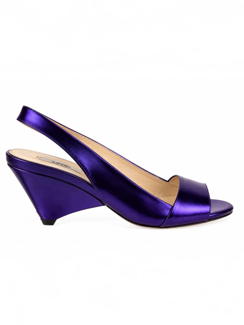 Prada Royal Purple Metallic V Wedge Heels